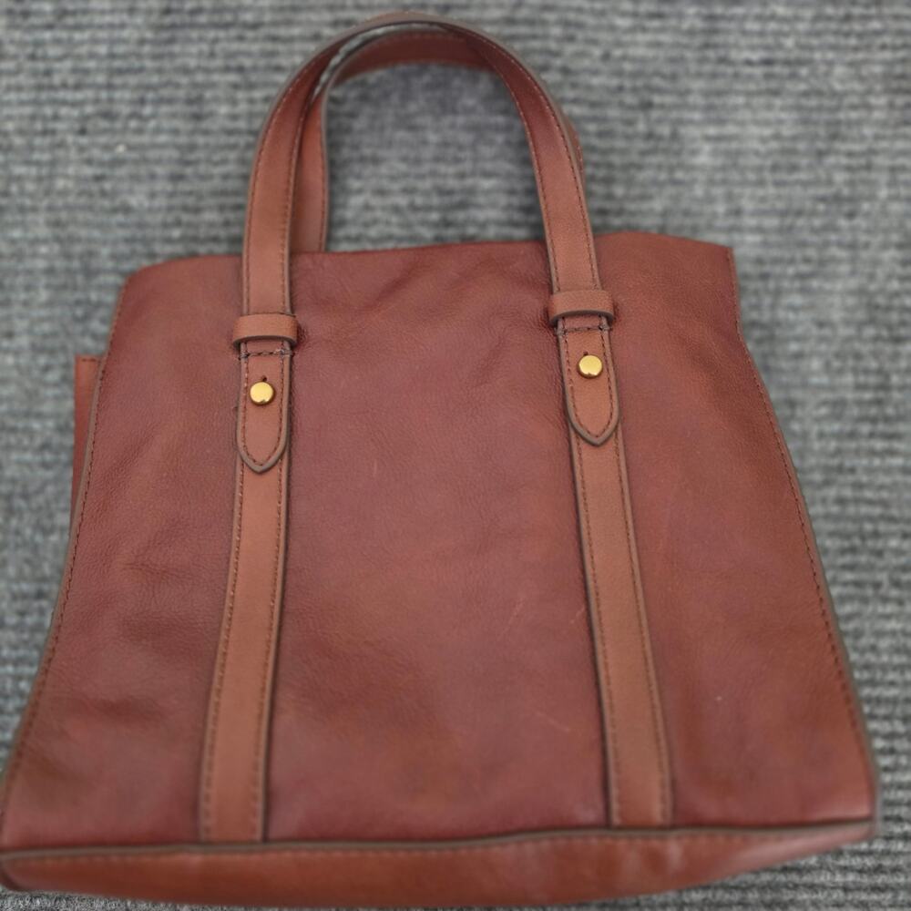 FOSSIL Sydney Satchel Brown Cognac Leather Top Handle Handbag - Picture 3 of 12